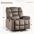 thumbnail image 6 of Bonzy Home Manual Recliner Chair — Single-Seat Reclining Sofa Chair with Wide Backrest & Overstuffed Headrest, Brown, 6 of 7