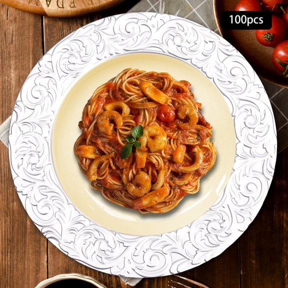 100pcs Charger Plates Set, Round Charger Plates Lightweight, Reusable Serving Plates for Birthday Parties, Holidays, Eeddings.