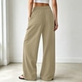 thumbnail image 3 of Casual Dress Pants Elastic Waistband Solid Long Trousers Work Slacks Straight Leg Pull On Pants(Beige,XXL), 3 of 5