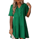thumbnail image 1 of Vestido Informal de Mujer con Escote en V, Corta, Corte A y Volantes, Verde, Talla XXL, 1 of 5