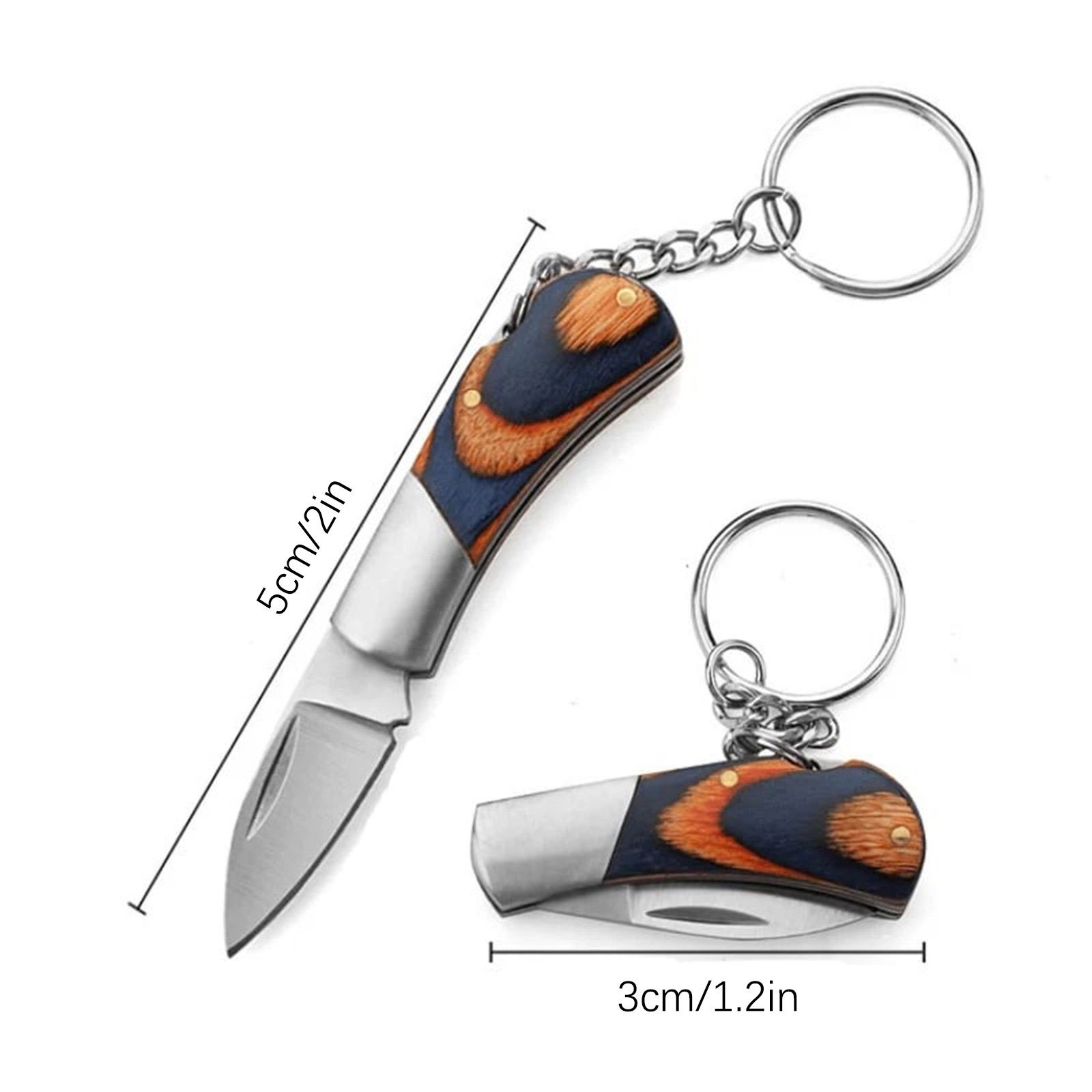 Small Pocket Knife Mini Folding Pocket Knife 2 to 5 Knife with Wood Handle Portable Sharp Stainless Steel Knife with Keychain Gifts for Men Women
