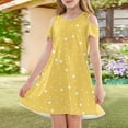 thumbnail image 3 of XADYUY Girls Sleeveless Dresses Casual A-Line Sleeveless Toddler Skater Polka Dot Loose Crew Neck Swing kids sundresses girls 4-16,Yellow 4-5 Years, 3 of 6