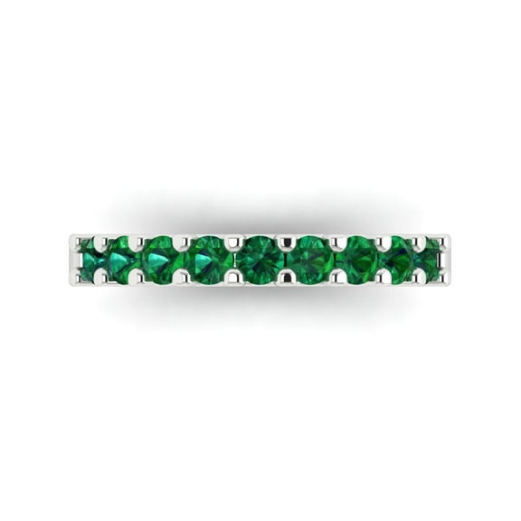 0.63 ctw Wedding Band for Women - 18K White Gold Simulated Emerald Stackable Eternity Ring