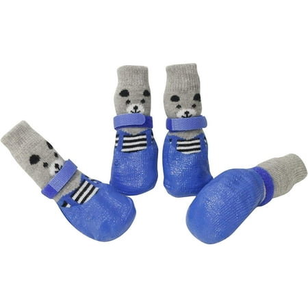 Dog Socks Boots Shoes for Dogs Cat Socks Non-Slip Soles Adjustable Dog Cat Paw Socks Fit for Indoor Outdoor Use (Large  Blue)