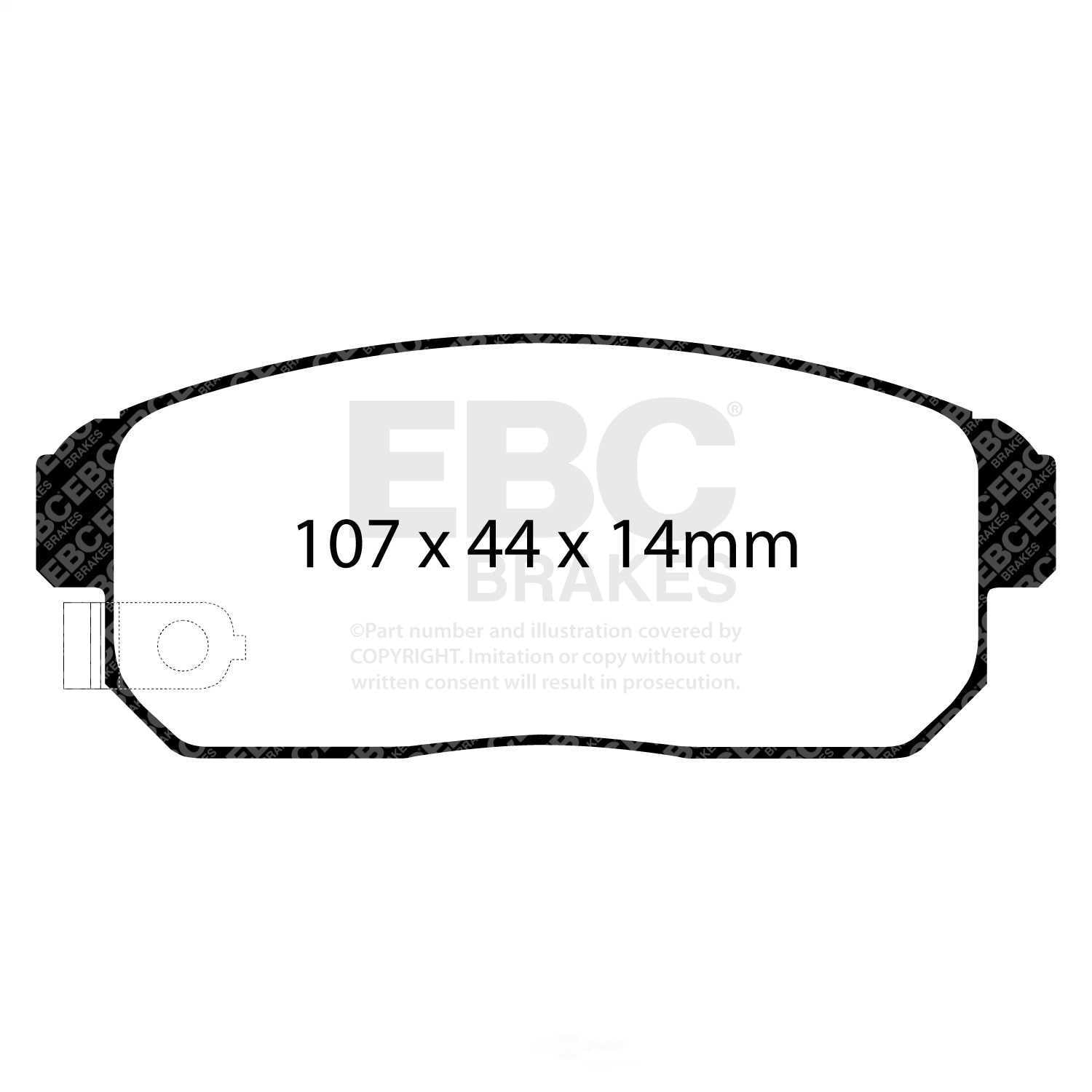 EBC Brakes DP51691NDX Bluestuff NDX Full Race Brake Pads, FMSI Pad No. D1008 Vented 302mm Dia. 44mm