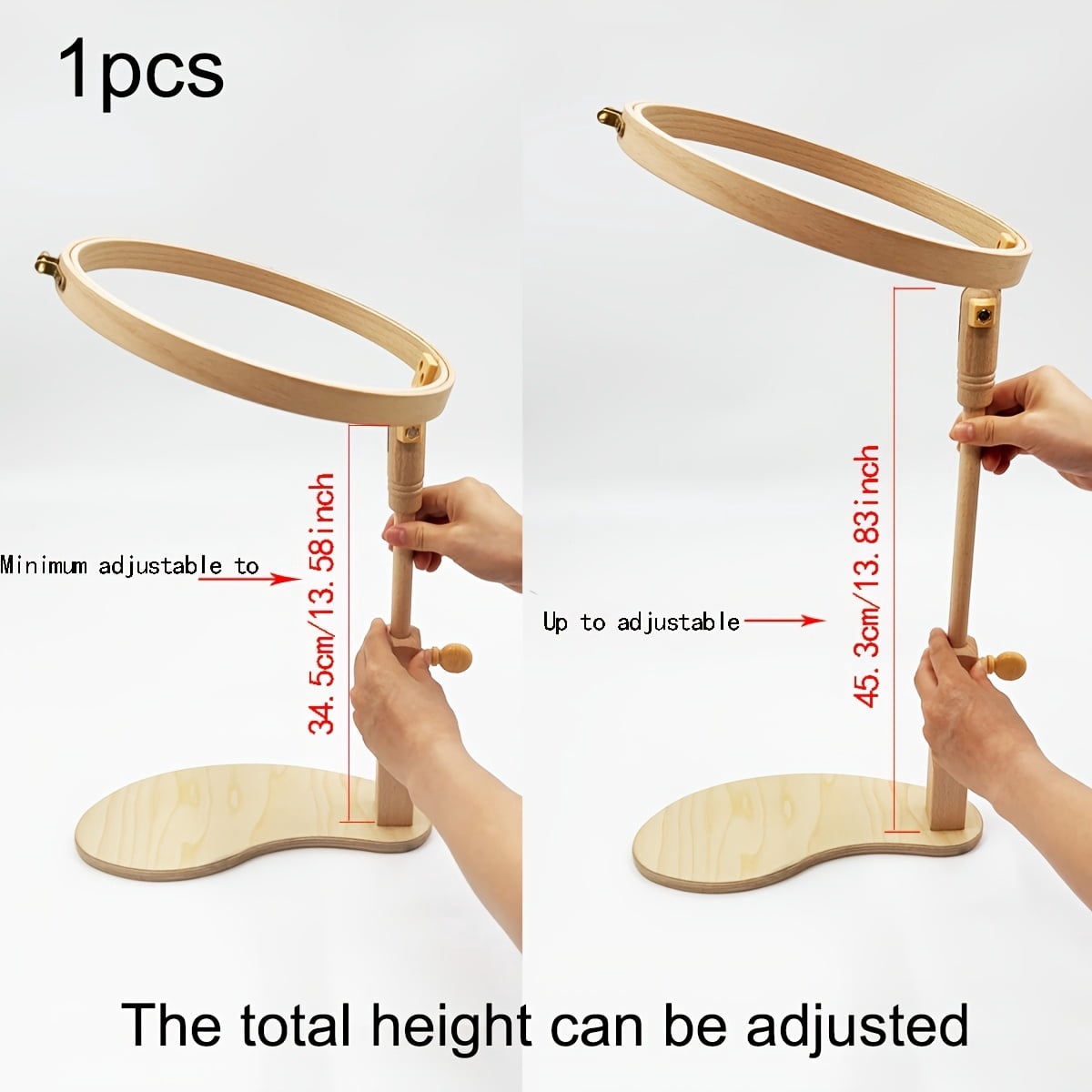 Adjustable Embroidery Stand - Wood Embroidery Hoop Holder, Height-Adjustable Needlework Frame for Cross Stitch, Embroidery, Needlepoint, Sewing & Crafts, Ideal for All Skill Levels