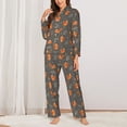 thumbnail image 2 of Fotbe cute fall fox leaf Pattern Long Sleeve Pajama Set for Women,Sleepwear Set,2-piece Loungewear Set,Soft PJs Comfy Nightwear with Pockets -Small, 2 of 7
