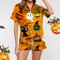 thumbnail image 2 of Fgnfyis Ensemble de Pyjama Décontracté Imprimé et Short pour Femmes Pyjama d'Halloween Femmes Orange_003 S, 2 of 6