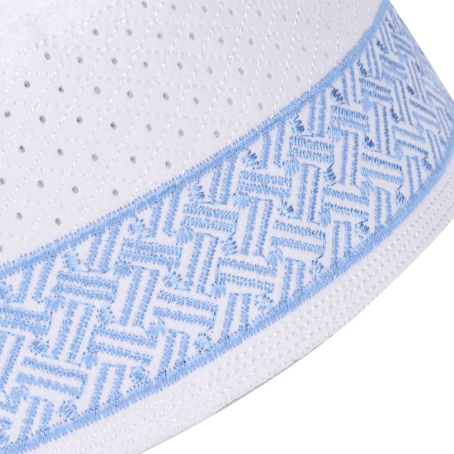 Muslim Prayer Hat Polyester Mixed Cotton Cloth, Islam Embroidery Hat Male Head Cap with UV Protection, Breathable, Foldable