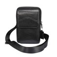 thumbnail image 1 of Bolso de teléfono negro para hombre, bolsos de negocios vintage de cuero genuino, bolsos de viaje multifuncionales, mochilas cruzadas, bolsos de mano, riñonera, 1 of 5