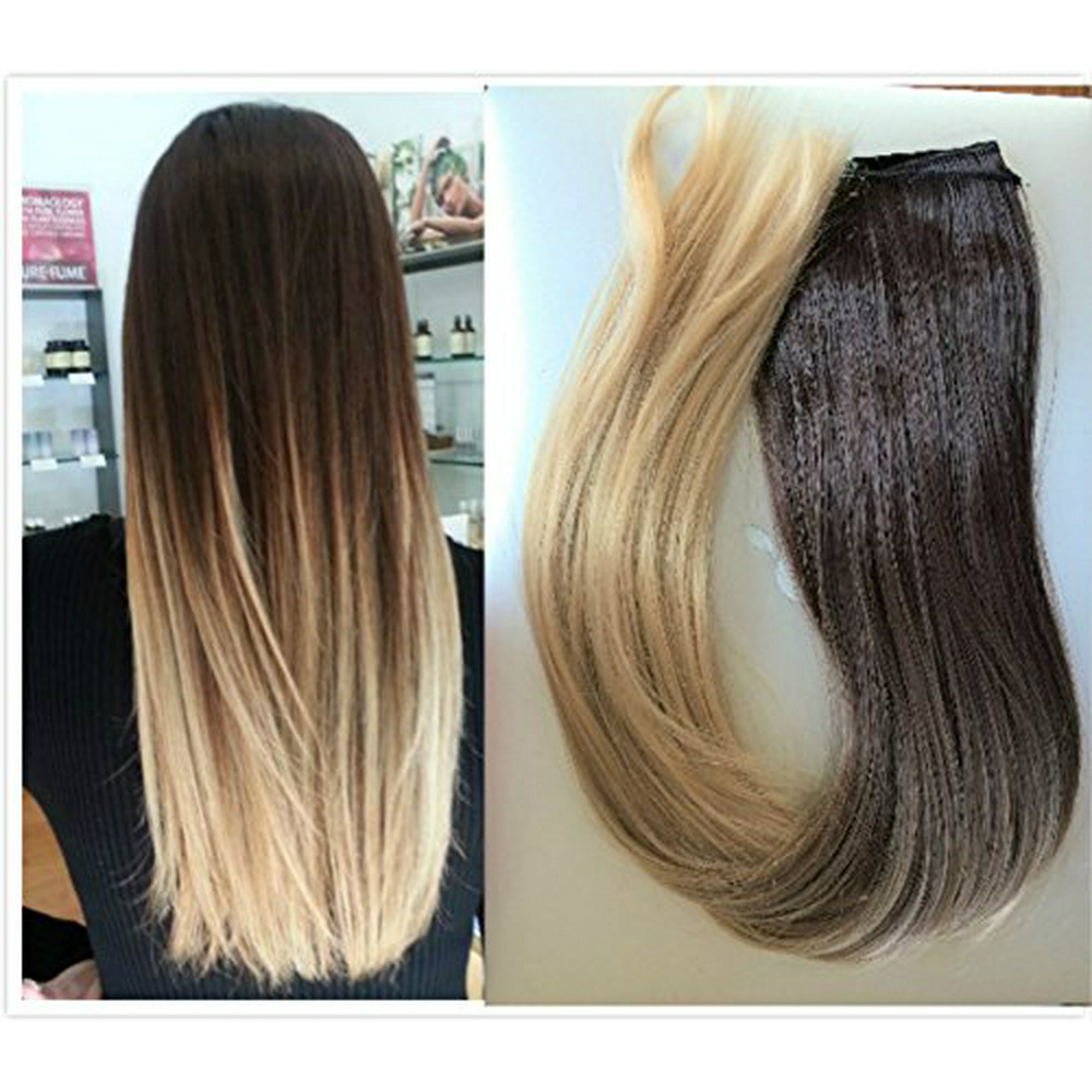 22 Inches 3 4 Head One Piece Ombre Dip Dyed Straight Clip In Hair Extensions Dark Brown To Sandy Blonde Dl Walmart Canada