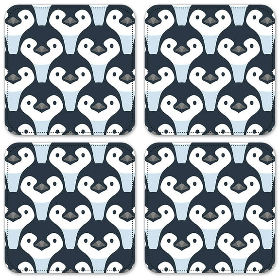 Vinyl Drink Coasters - Set of 4 - Seamless Penguins