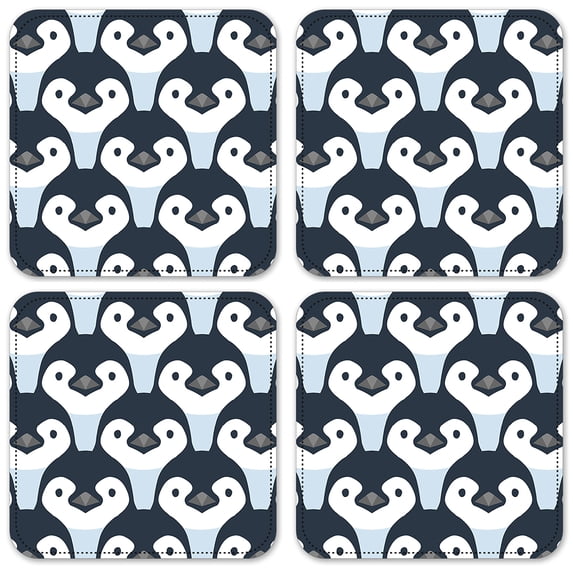 Vinyl Drink Coasters - Set of 4 - Seamless Penguins
