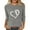 Gray, variant on Womens Blouses Casual Ribbed 3/4 Sleeve Top Lightweight Oversized Crewneck Pullover Shirts Print Clothes