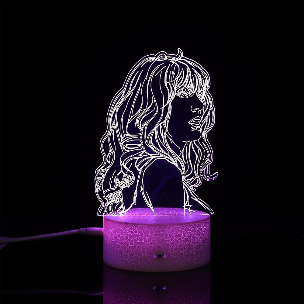Luixene 3D TS Singer Night Light – 16 Color Dimmable LED Lamp With Remote, Music-Themed Gift For Fans