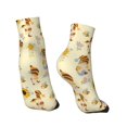 thumbnail image 4 of Bingfone Watercolor Bee Honey Honeycomb Bee Design Patterned Men'S Women'S Casual Cotton Socks, 4 of 9
