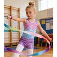 thumbnail image 2 of Aideaone Gymnastics Leotards for Girls Shiny outfits with Shorts Hair Scrunchie 5-10Y, 2 of 5