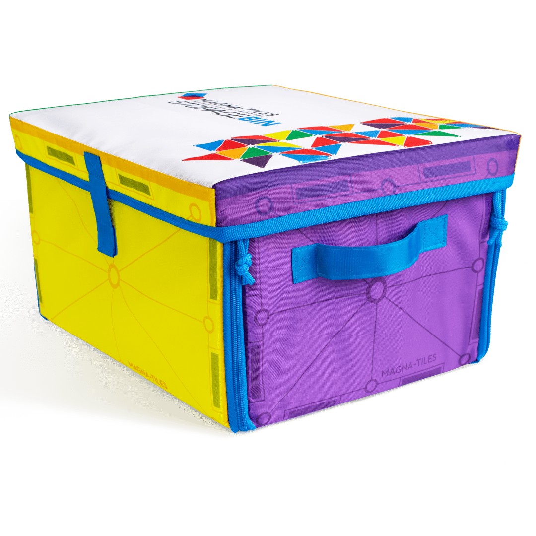 MAGNA-TILES Collapsible Toy Storage Bin & Play Mat – Holds 300 Pieces, Portable Magnetic Tile Organizer, Ages 3+