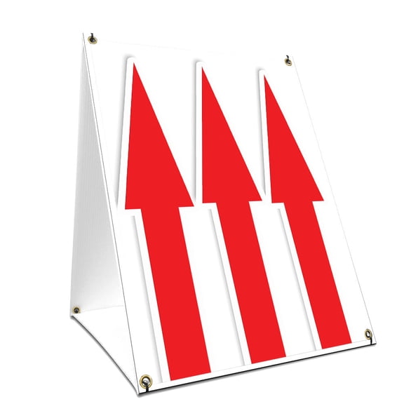 A-frame Sidewalk Giant Up Arrow Sign With Graphics On Each Side | 24" X 36" Print Size