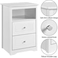 thumbnail image 5 of Nightstand Set of 2, Wooden Bedside Tables with 2 Drawer and Cubby, 2Pcs Tall Nightstand for Bedroom Small Space, Bedside Cabinet Telephone Table, 19″ L × 16″ W × 29″ H., 5 of 8