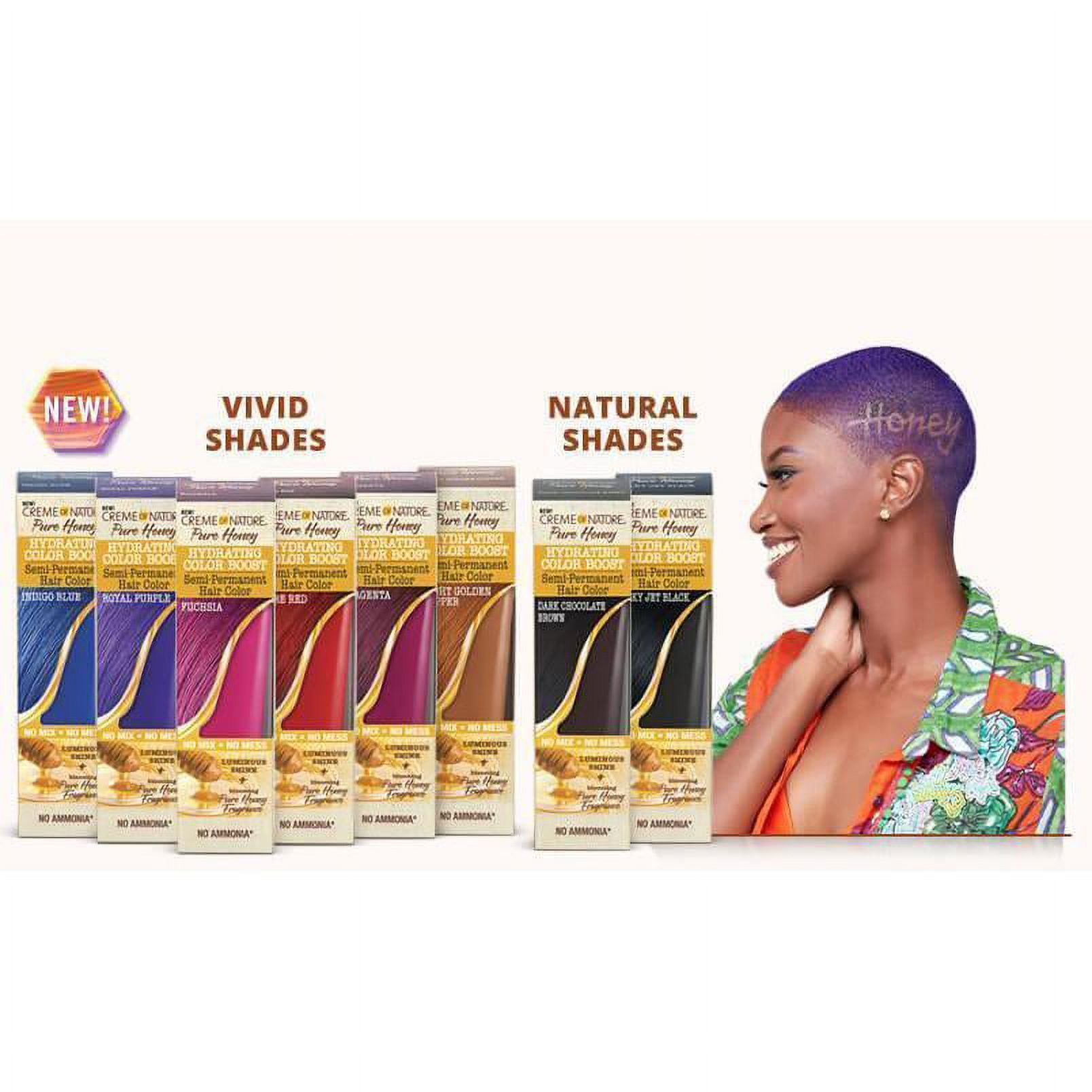 Creme Of Nature Pure Honey Hydrating Color Boost Semi Permanent Hair Color Dark Chocolate Brown 3 oz.