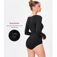 thumbnail image 2 of SMZ Long Sleeve Bodysuit for Women Tummy Control Crew Neck Body Suit Tops Slim Fit, 2 of 11
