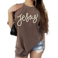 thumbnail image 5 of Jesus Shirt for Women - Pearl Script Christian Faith Graphic Tee Espresso Shirt Adult Large, 5 of 7