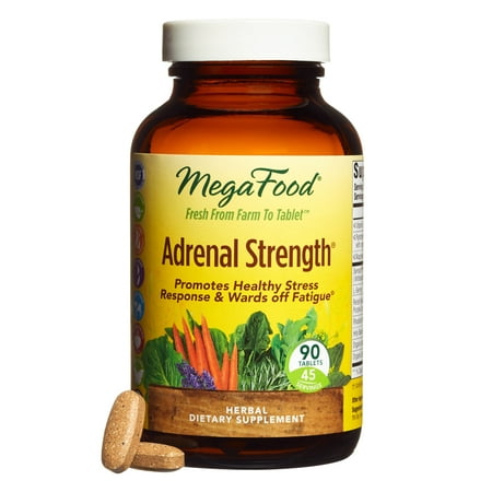 MegaFood - Adrenal Strength, Support for Energy, Focus, Alertness, Fatigue and Stress Management with Ashwagandha and Reishi Mushrooms, Vegetarian, Gluten-Free, Non-GMO, 90