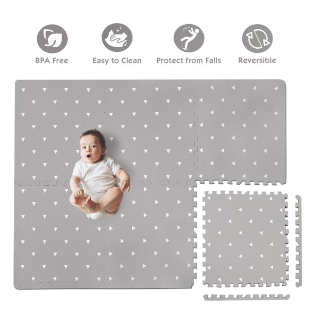 TCBunny Baby Play Mat with Fence Extra Large (4FT x 6FT), Non Toxic Foam Puzzle Floor Mat for