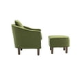 thumbnail image 5 of Upholstered Accent Chair with Ottoman Set, Mid Century Linen Single Sofa Chair with Curved Backrest, Comfy Living Room Chairs with Thick Seat Cushion for Reading Room, Bedoom, Office, Olive, 5 of 7