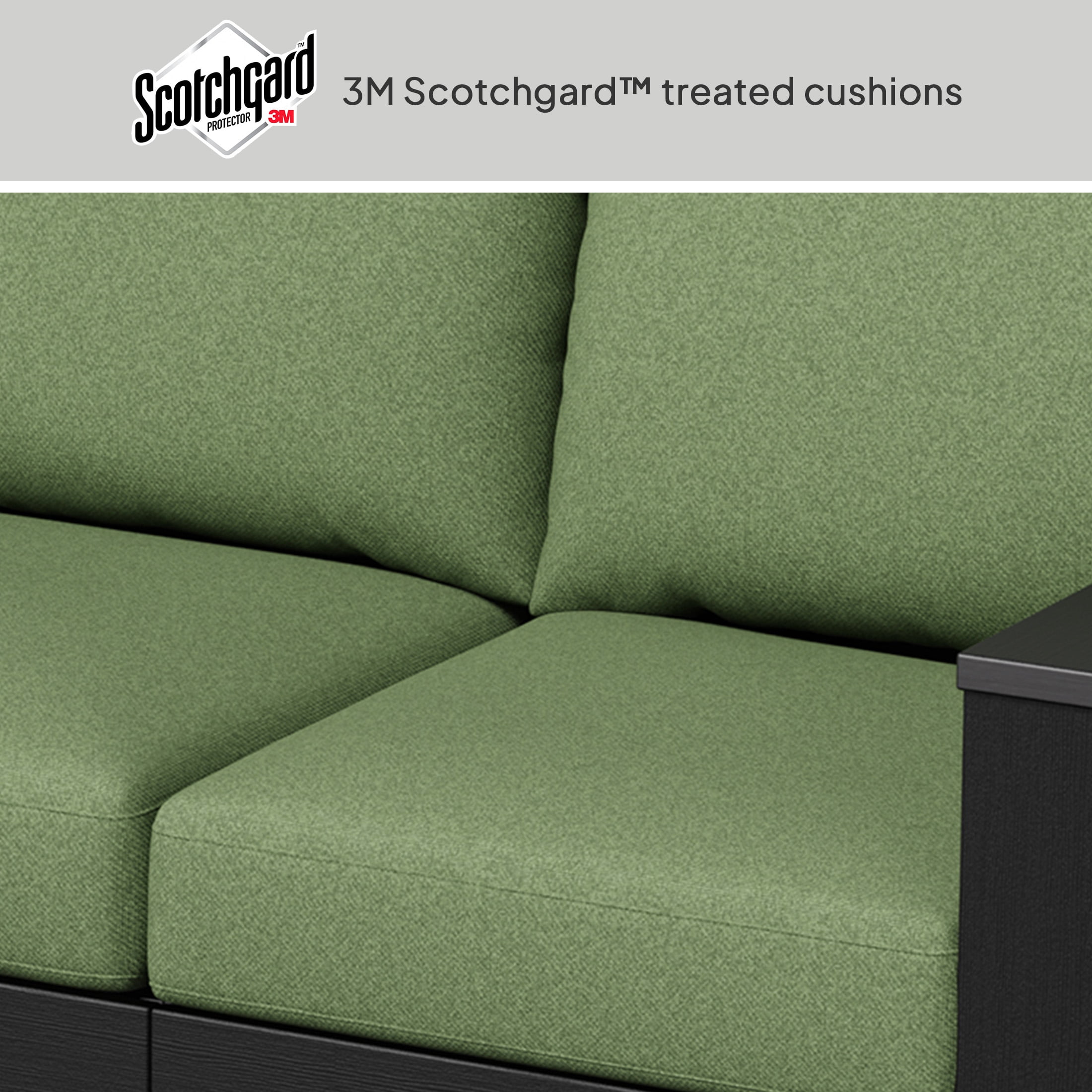 Better Homes & Gardens Ezra Outdoor HDPE Sofa, Black with Green Cushions