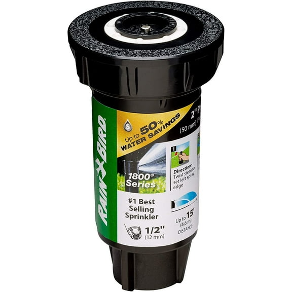 Rain Bird Pop-Up Sprinkler 1802HDSPRS - Pressure Regulating, Professional, Black