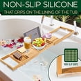 thumbnail image 3 of SereneLife Luxury Bamboo Bathtub Caddy Tray - Adjustable Natural Wood Bath Tub Organizer with Wine Holder, Cup Placement, Soap Dish, Book Space & Phone Slot for Spa, Bathroom & Shower SLBCAD20, 3 of 7