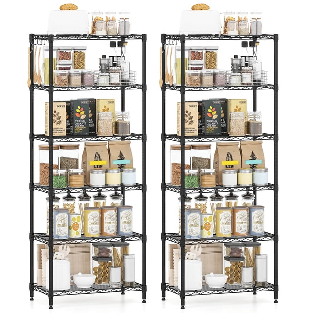 Costway Étagère de Rangement en Métal 2 Pcs, Capacité 900 Lb, Organisateur de Rangement avec Support en V