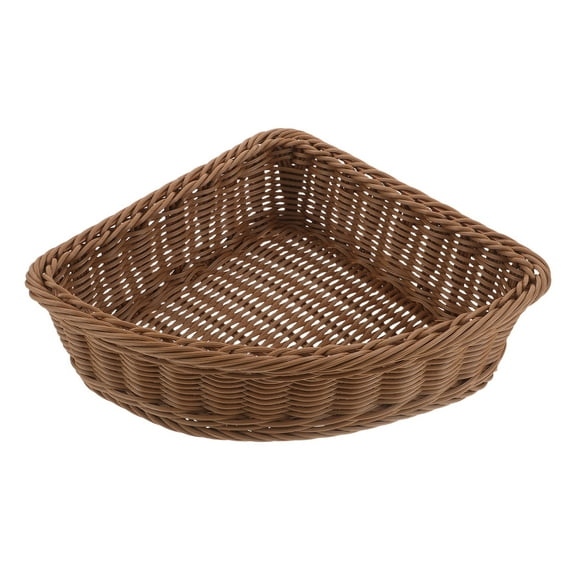 DEEPCRAFF Light Brown Woven Corner Basket for Shelf Storage, Snack Organizer, and Home Organization Solution