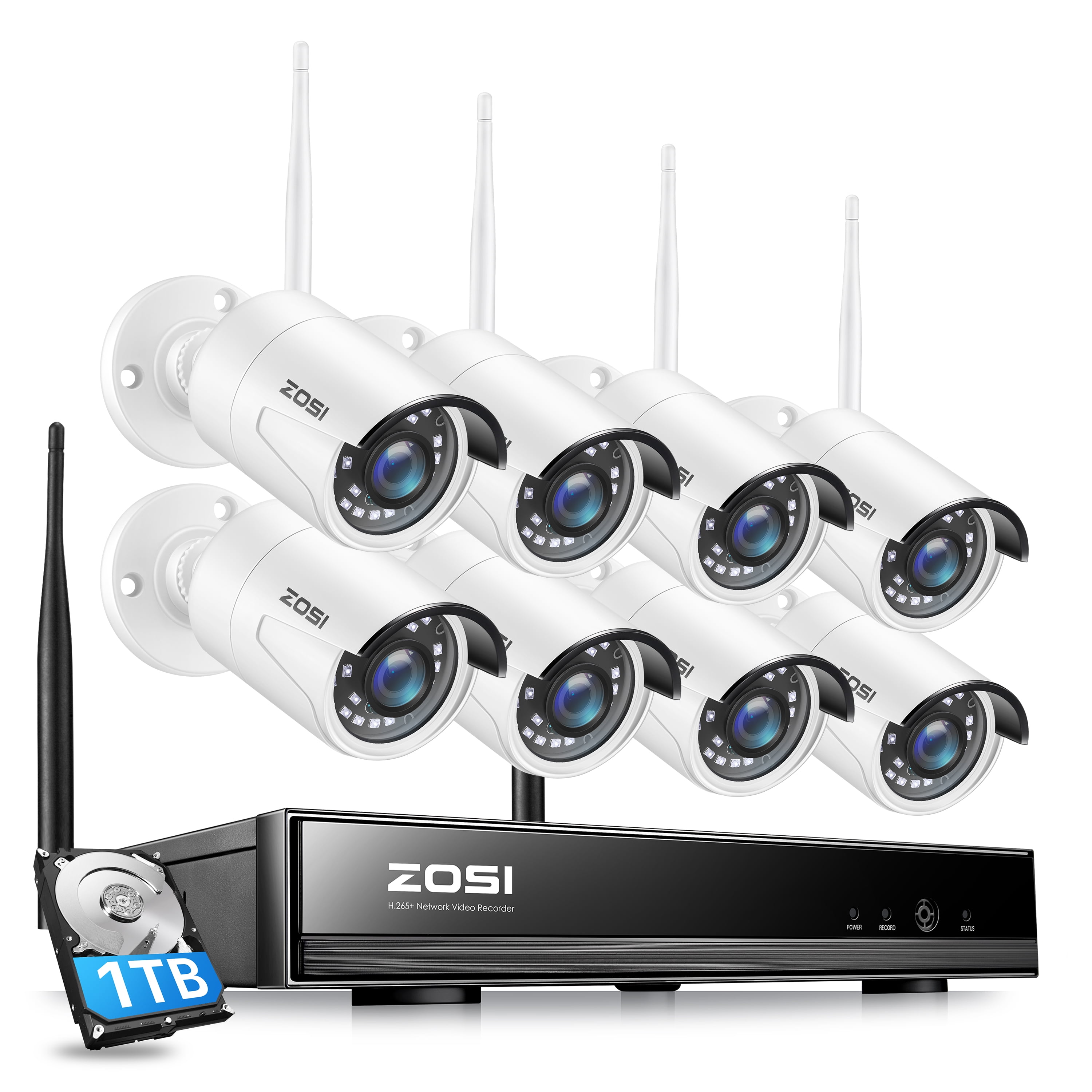 ZOSI 8CH 1080P Wireless NVR Cameras System With 1TB Hard Drive,H.265