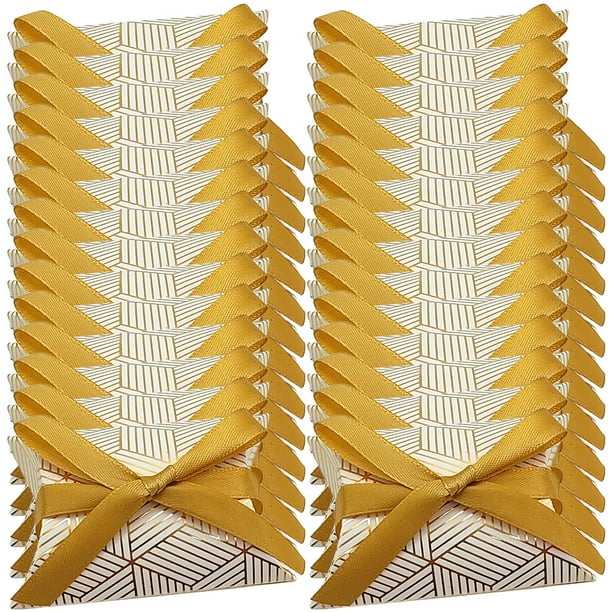 Cajas de dulces de favor de 50pcs Favor Favor Cajas con cinta para la fiesta de bodas de Navidad