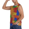 thumbnail image 3 of Haiem Men's Colorful Building Blocks A Print Tank Tops Summer Sleeveless Cut Off Workout T-Shirts Fitness Vest Athletic Undershirts-X-Large, 3 of 8