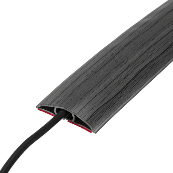 Floor Cord Cover 6ft, Extension Cord Hider for Floor Cable Management 0.47" W x 0.24" H, Black Wood
