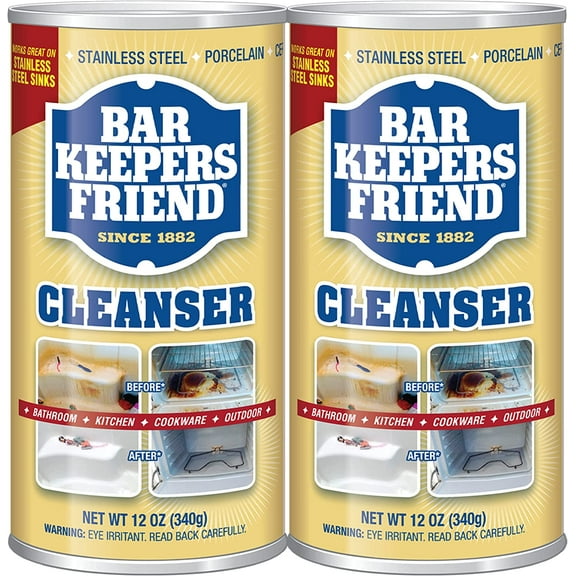 Powder Cleanser (2 x 12 oz) Multipurpose Cleaner, Stain & Rust Remover for Bathroom, Kitchen & Outdoor Use on Stainless Steel, Aluminum, Brass, Tile, Ceramic, Porcelain & More