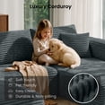 thumbnail image 3 of BELHOME 108" U-Shaped Sectional Sofa Boneless Couch, Modular Cloud Couch 50D High-Resilience Foam Compression Sofa, No Assembly Required, Corduroy Deep Seat Sofa for Living Room Apartment, 3 of 10