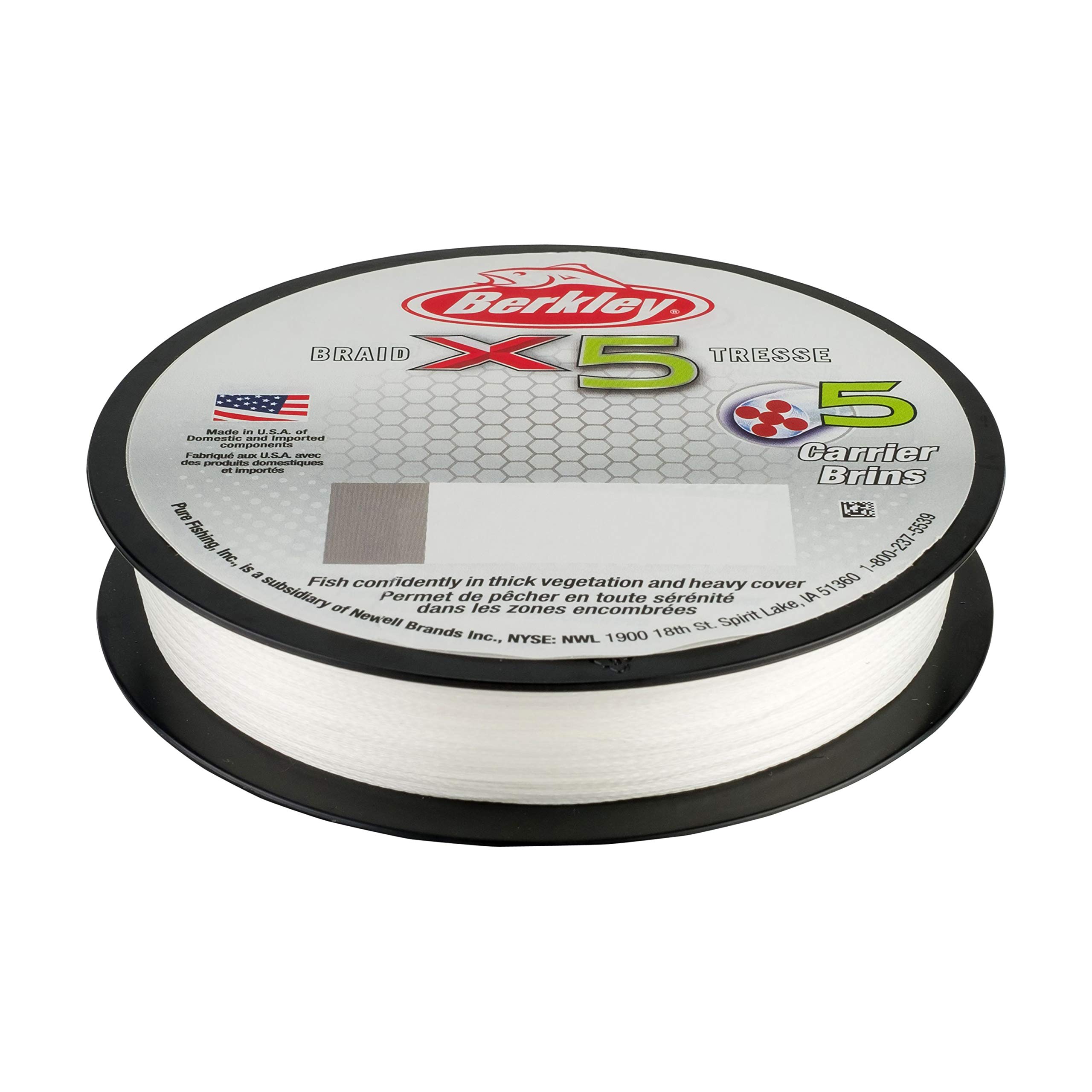 Berkley x5 Braid Fishing Line, Crystal, 8 lb Test Strength, 328 yd
