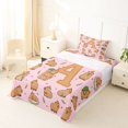thumbnail image 5 of Manfei Cute Capybara Twin Sheets,Lovely Initial A Bedding,Pink Brown,3-Piece, 5 of 6