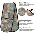 thumbnail image 2 of Yayeee Double Oven Mitt Kitchen Heat Resistant Baking 35" x7" Quilted Cotton Glove, Colorful Water Lilies Pattern, 2 of 6