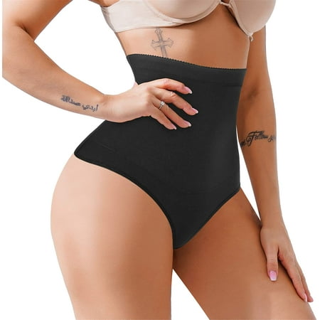 

Eleady Thong Shapewear for Women Tummy Control Panties Slimmer Body Shaper Butt Lifter(Black X-Large)