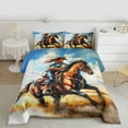 thumbnail image 2 of Feelyou Western Cowgirl Cowboy Queen Comforter Set, Brown Farmhouse Horse Bedding Sets, Countryside Reversible Bedding Comforter Set, Ultra Soft Bedroom Decor, 3pcs, 2 of 8