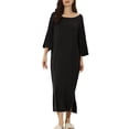 thumbnail image 1 of Camisones de noche para mujeres INSPIRE CHIC, vestidos de dormir de manga 3/4, color negro, 1 of 6