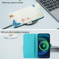 thumbnail image 5 of Designed for iPhone 16 Premium PU Leather Pattern Flip Wallet Case Cover, Card Slots & Kickstand Wrist Strap Magnetic Closure Protective Phone Case for iPhone 16, Colorful Butterflies, 5 of 9