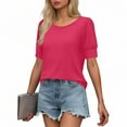 thumbnail image 5 of Horkkom Short Sleeve Shirts for Women Crew Neck Solid Color T Shirts Summer Loose Casual Tops L, 5 of 8