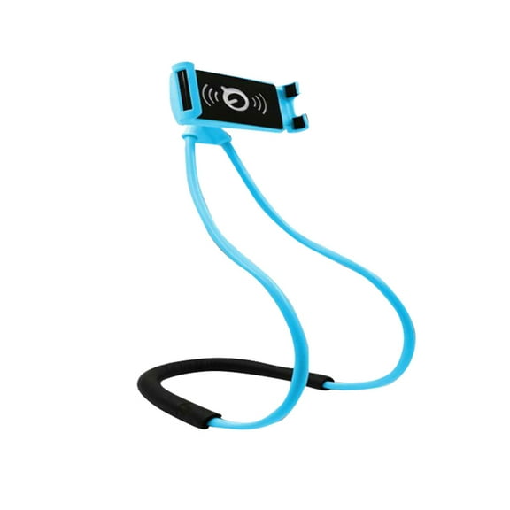 Grofry Universal 360 Degree Rotation Hanging Neck Phone Tablet Holder Bracket Stand Blue